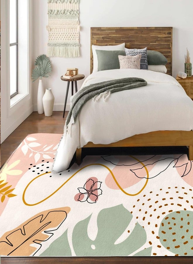 KAPLIPE 3x5 Boho Entryway Rug, Fall Thanksgiving Flower Area Rugs for Living Room, Floral Carpet for Girl Bedroom, Washable Kids Nursery Rugs for Classroom Decor Non-Slip Kids Playroom Rugs Mats - Image 2